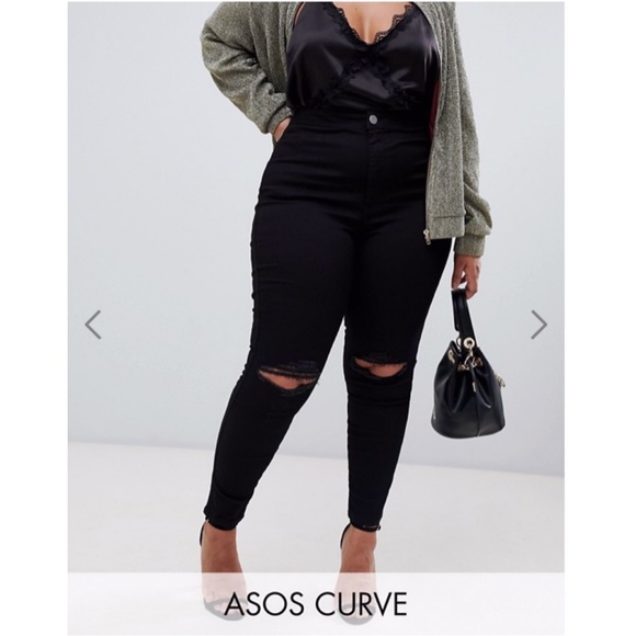 ASOS Curve Denim - ASOS Curve Rivington High Waisted Ripped Jeggings